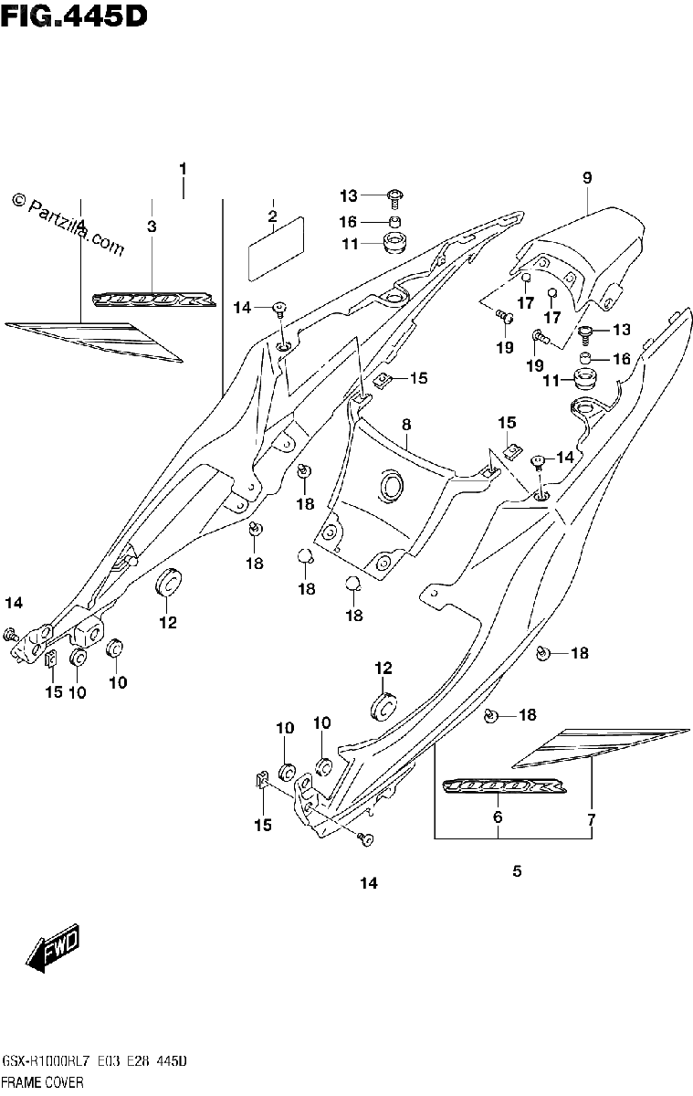 Diagrama de FRAME COVER GSX R1000RZL7 E03