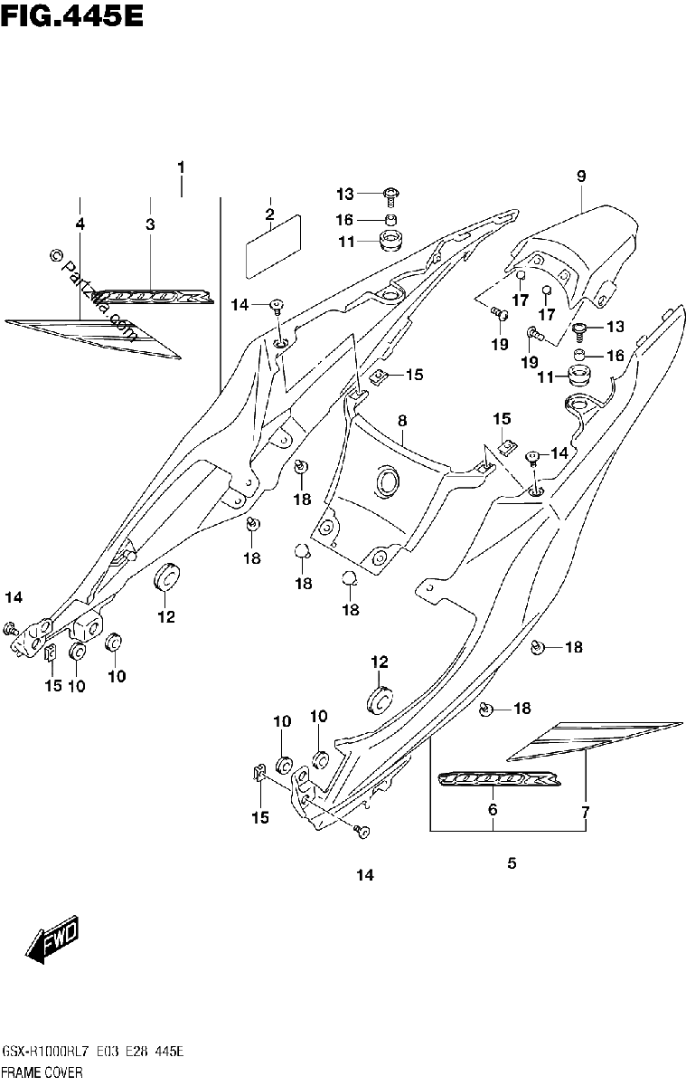 Diagrama de FRAME COVER GSX R1000RZL7 E28