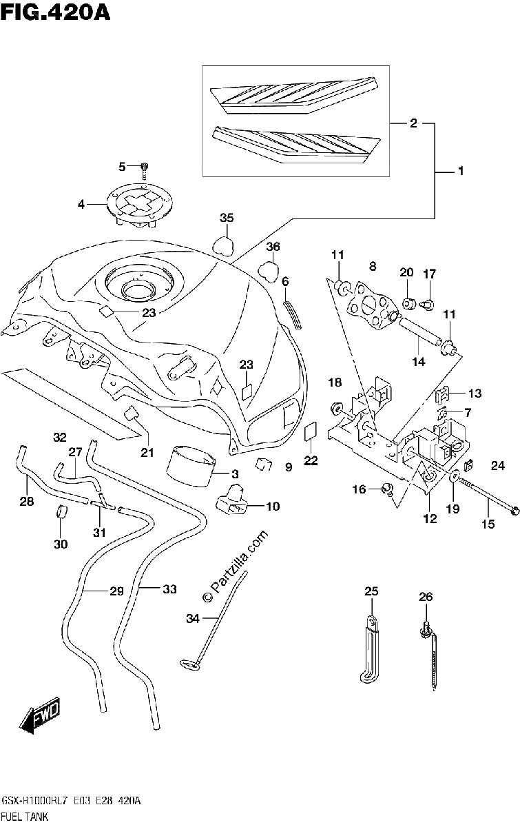 Diagrama de FUEL TANK GSX R1000RL7 E03