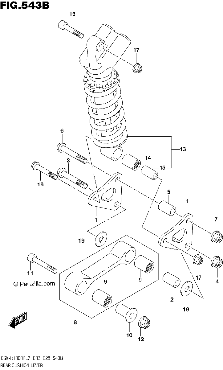 Diagrama de REAR CUSHION LEVER GSX R1000RL7 E28