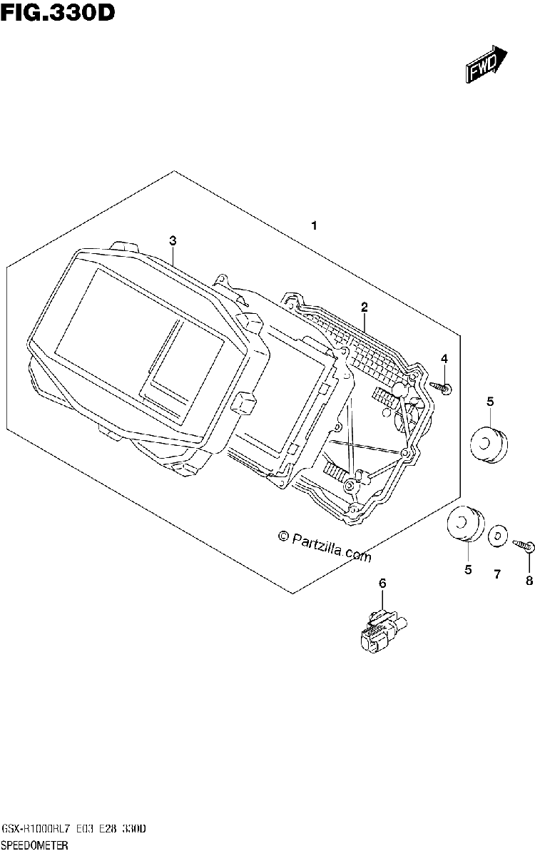 Diagrama de SPEEDOMETER GSX R1000RZL7 E03