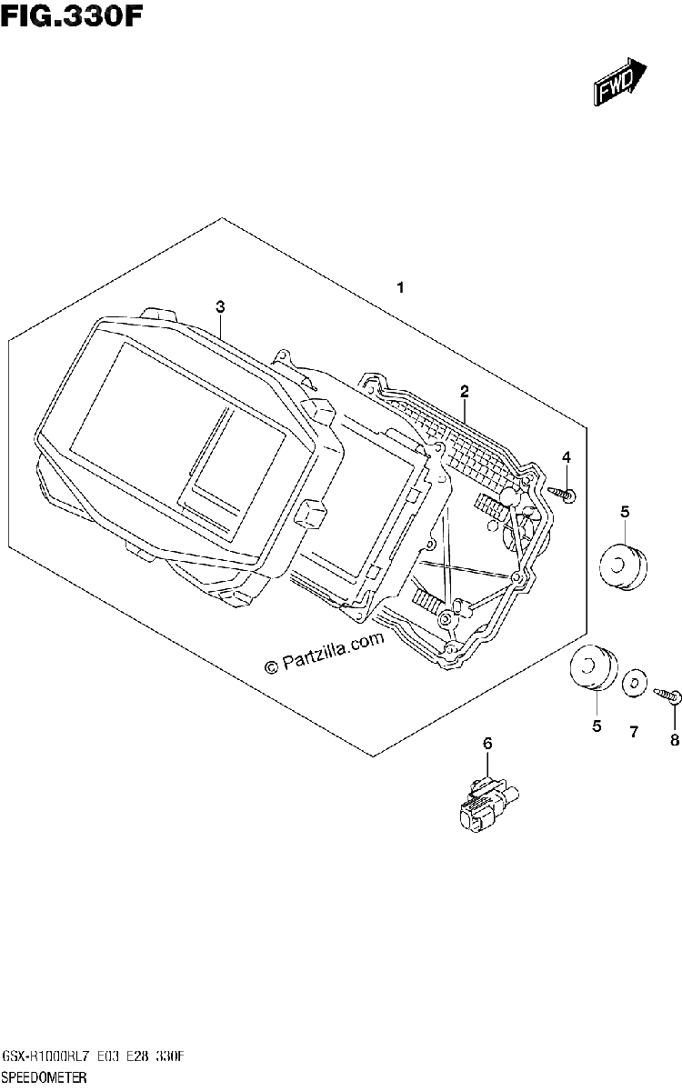 Diagrama de SPEEDOMETER GSX R1000RZL7 E33