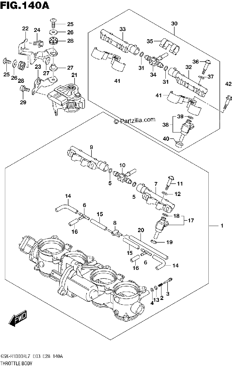 Diagrama de THROTTLE BODY GSX R1000RL7 E03