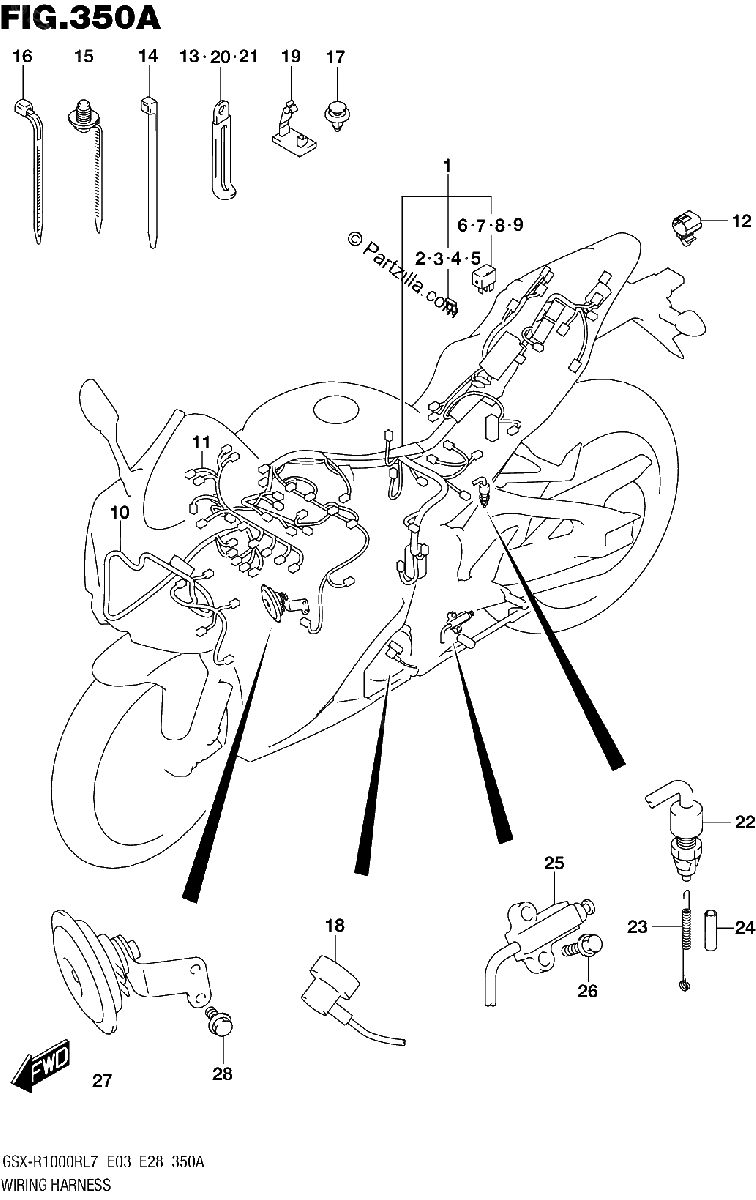 Diagrama de WIRING HARNESS GSX R1000RL7 E03