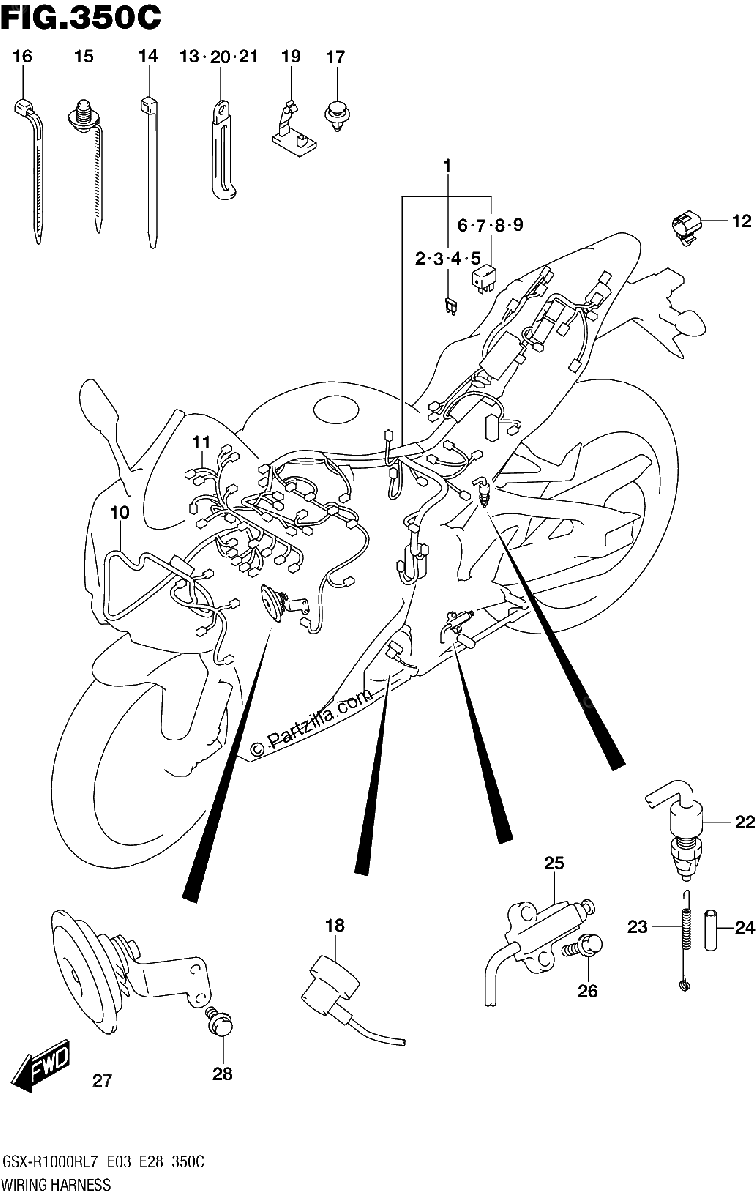Diagrama de WIRING HARNESS GSX R1000RL7 E33