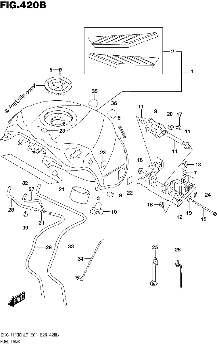 Diagrama de FUEL TANK GSX R1000RL7 E28
