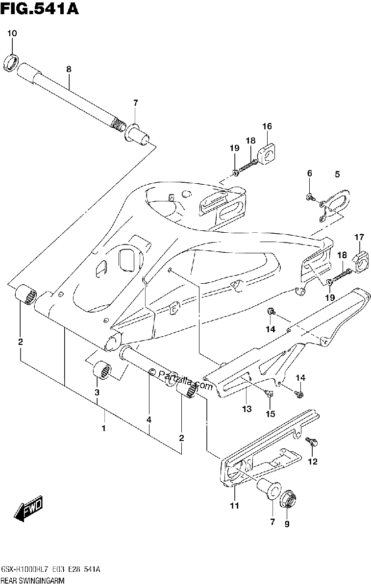 Diagrama de REAR SWINGINGARM