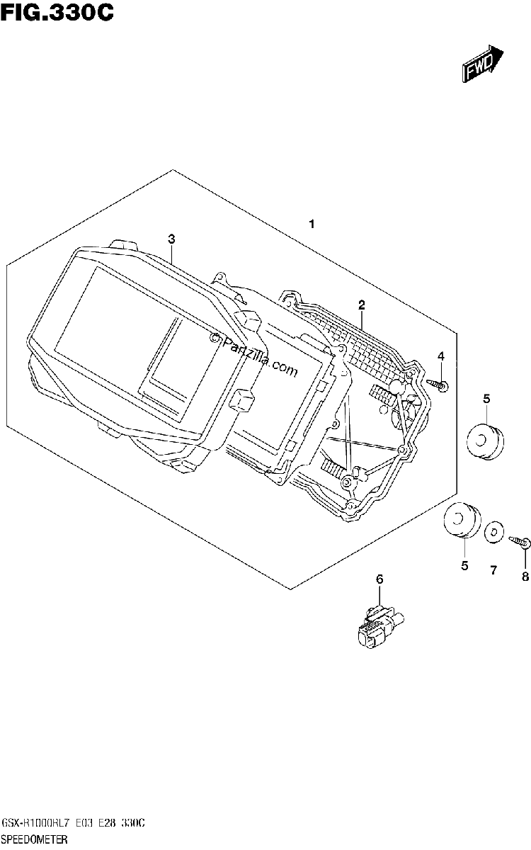 Diagrama de SPEEDOMETER GSX R1000RL7 E33