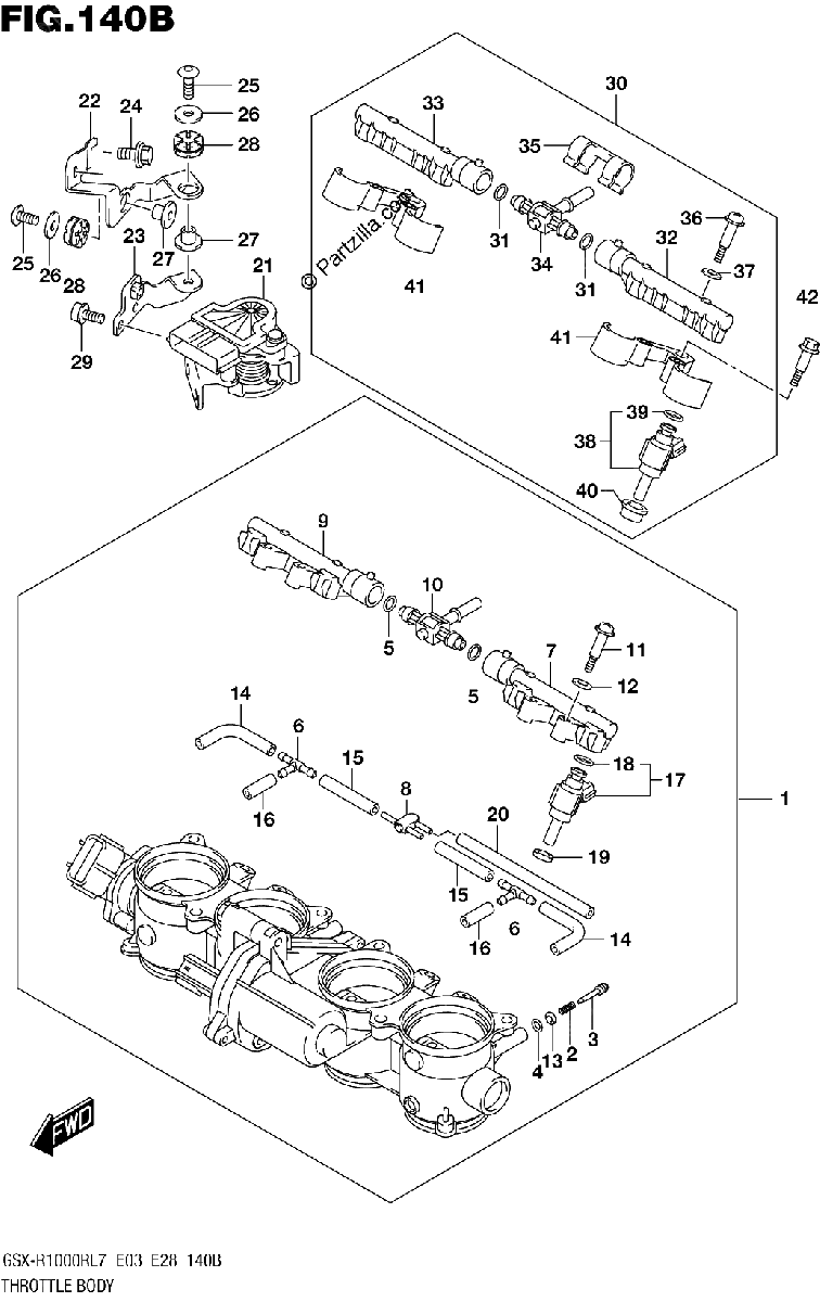 Diagrama de THROTTLE BODY GSX R1000RL7 E28