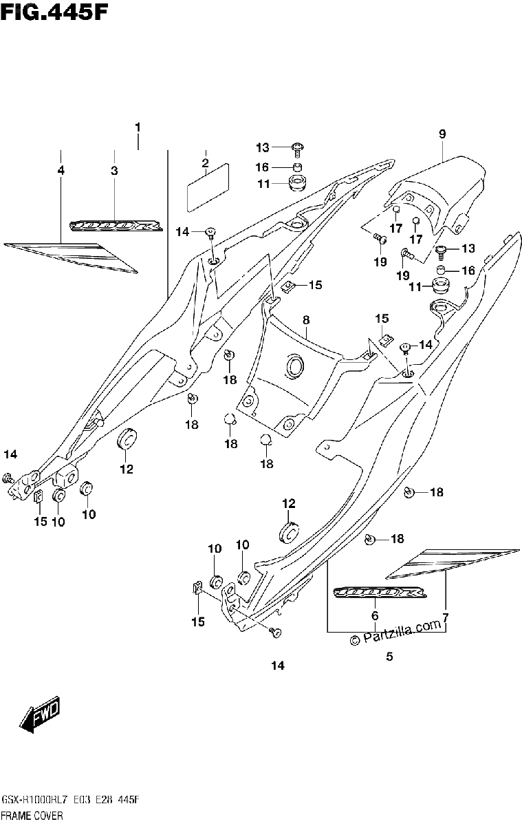 Diagrama de FRAME COVER GSX R1000RZL7 E33
