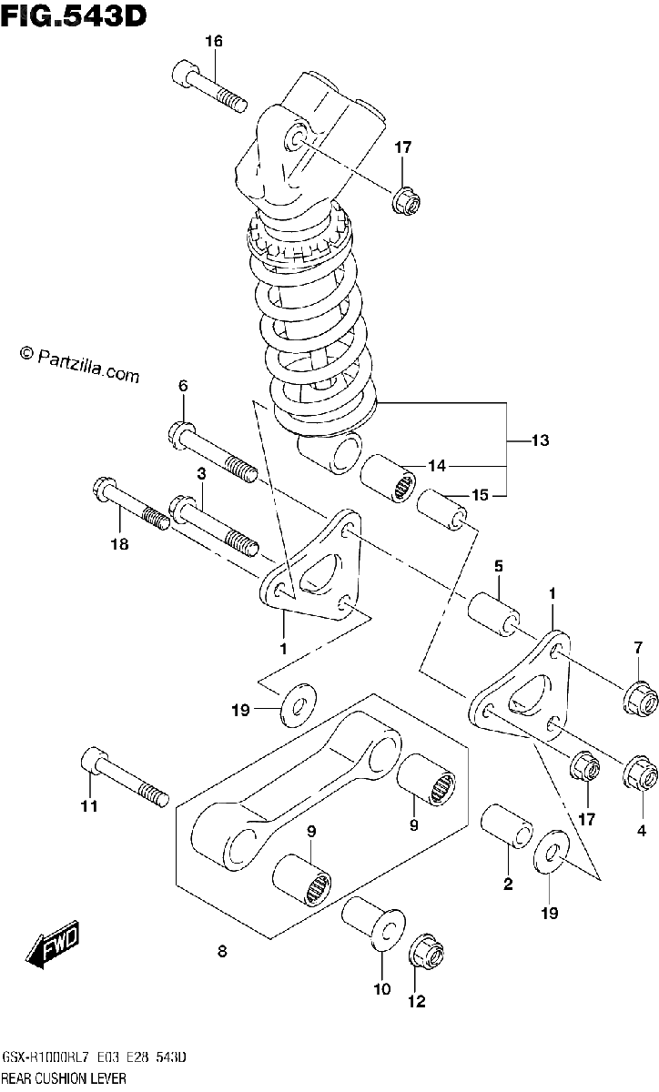 Diagrama de REAR CUSHION LEVER GSX R1000RZL7 E03