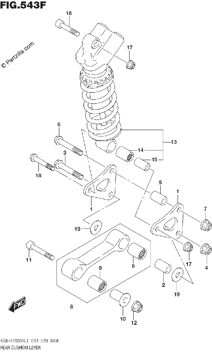 Diagrama de REAR CUSHION LEVER GSX R1000RZL7 E33