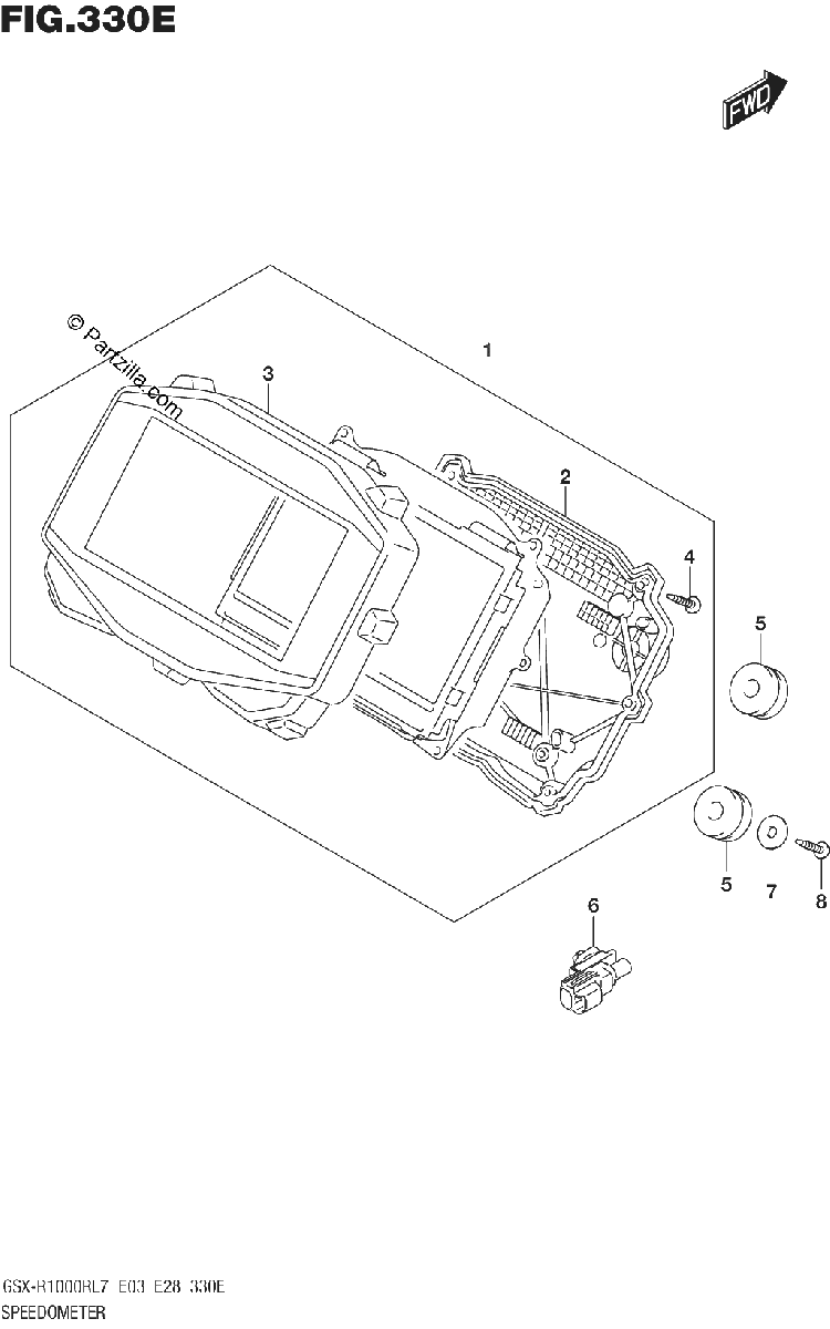 Diagrama de SPEEDOMETER GSX R1000RZL7 E28