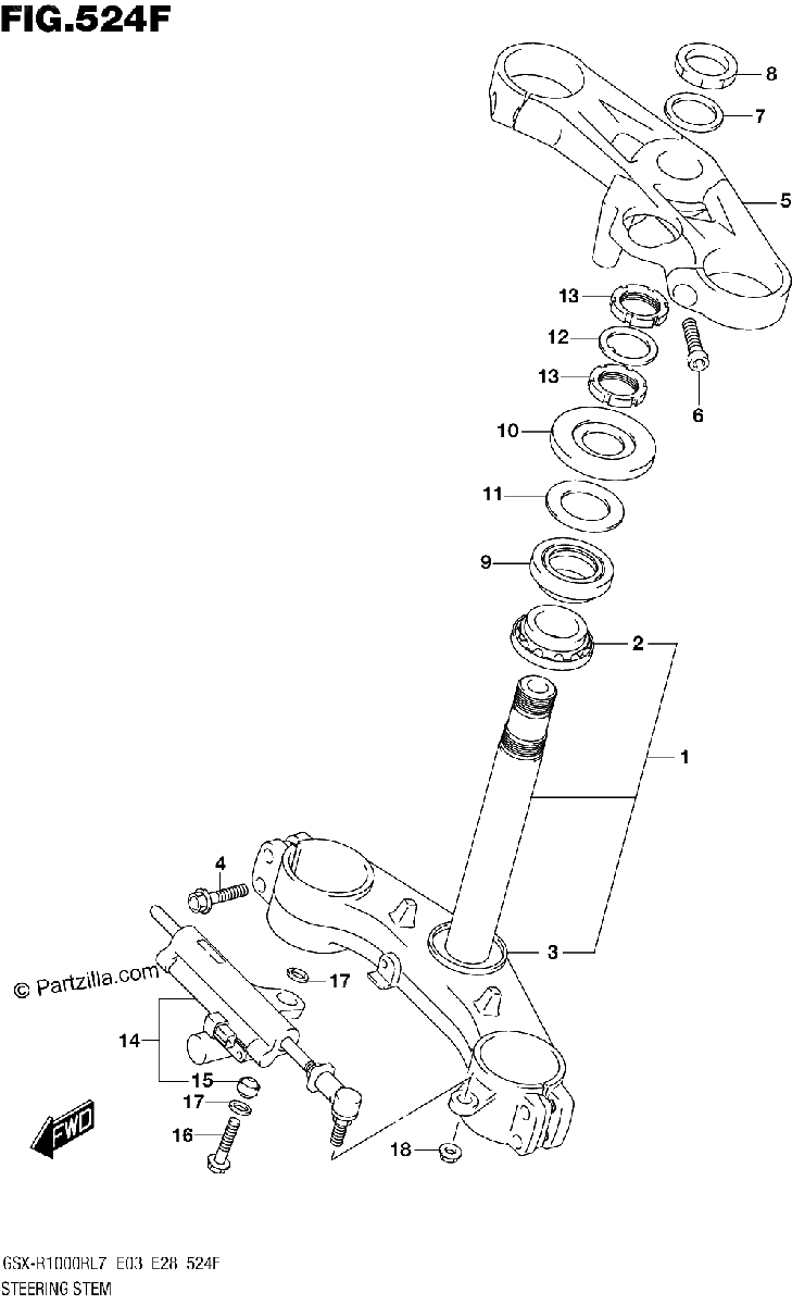 Diagrama de STEERING STEM GSX R1000RZL7 E33