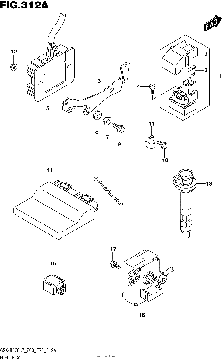 Diagrama de ELECTRICAL GSX R600L7 E03