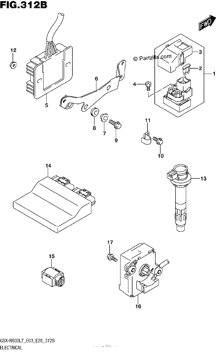 Diagrama de ELECTRICAL GSX R600L7 E28