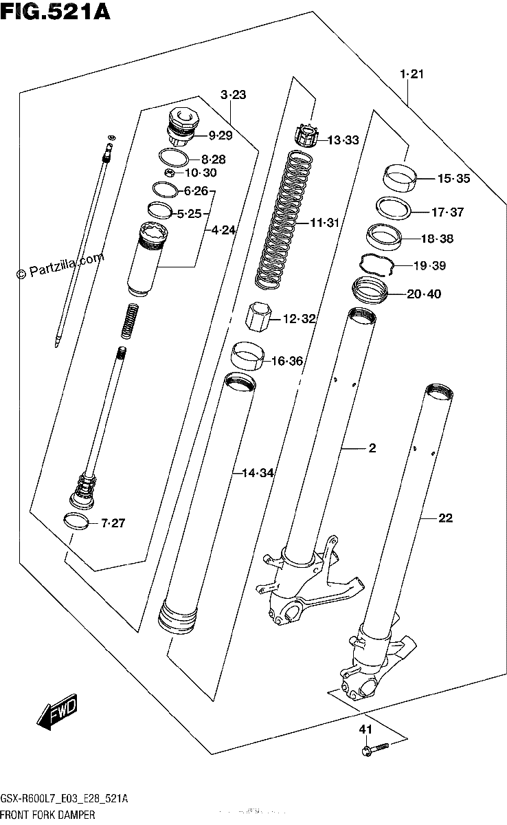Diagrama de FRONT FORK DAMPER