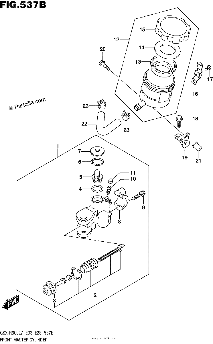 Diagrama de FRONT MASTER CYLINDER GSX R600L7 E28