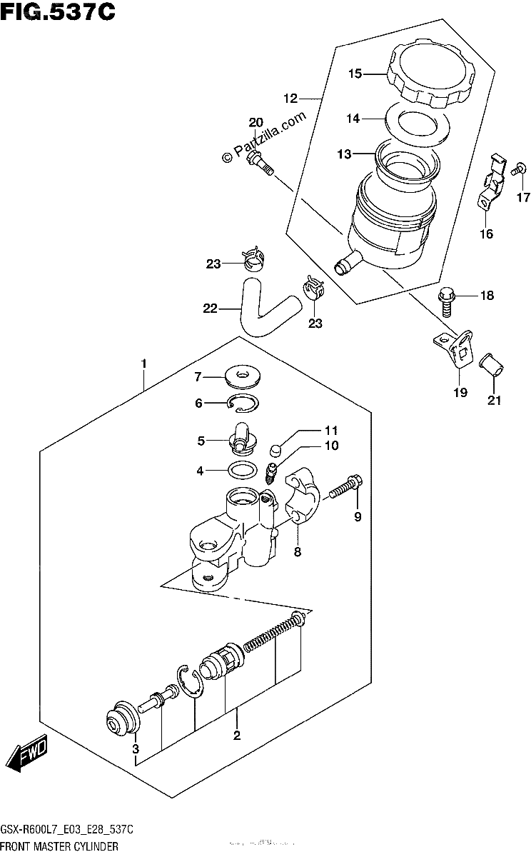 Diagrama de FRONT MASTER CYLINDER GSX R600L7 E33