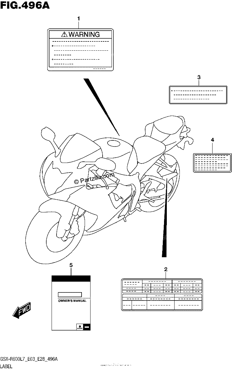 Diagrama de LABEL GSX R600L7 E03