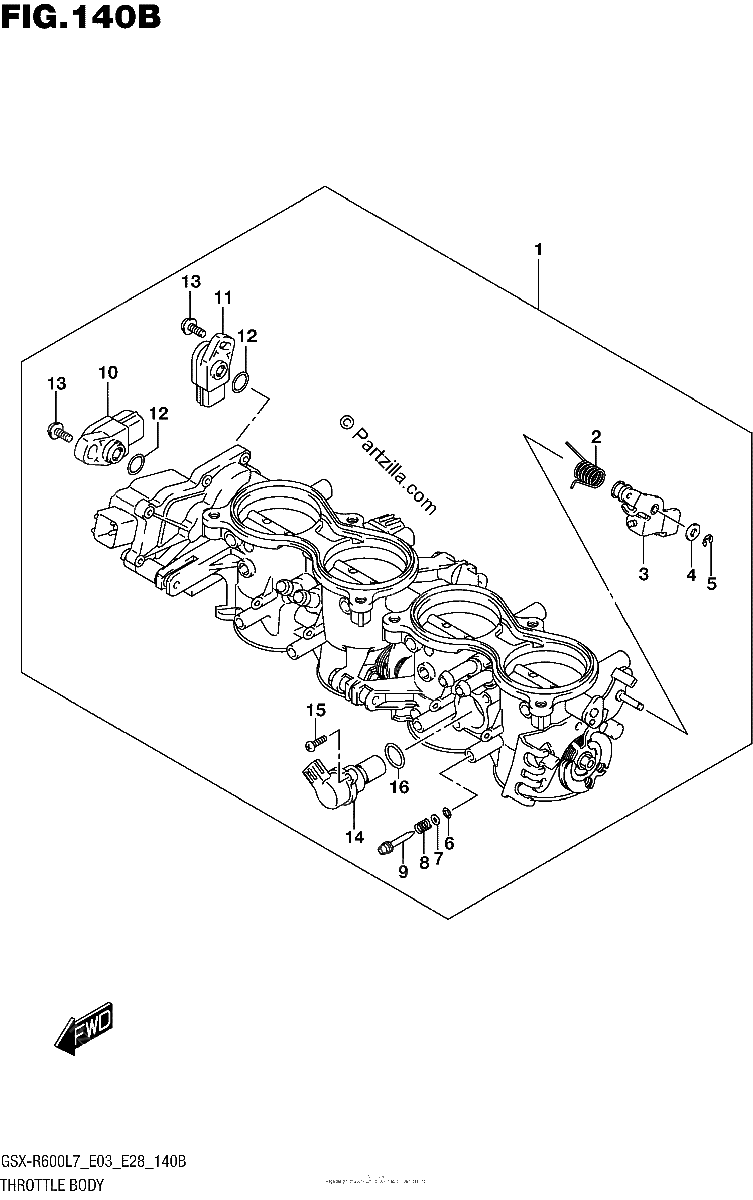 Diagrama de THROTTLE BODY GSX R600L7 E28