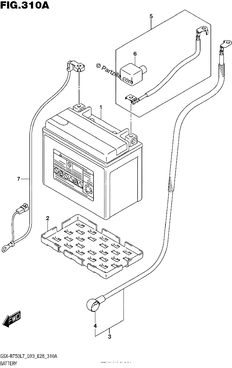 Diagrama de BATTERY GSX R750L7 E03