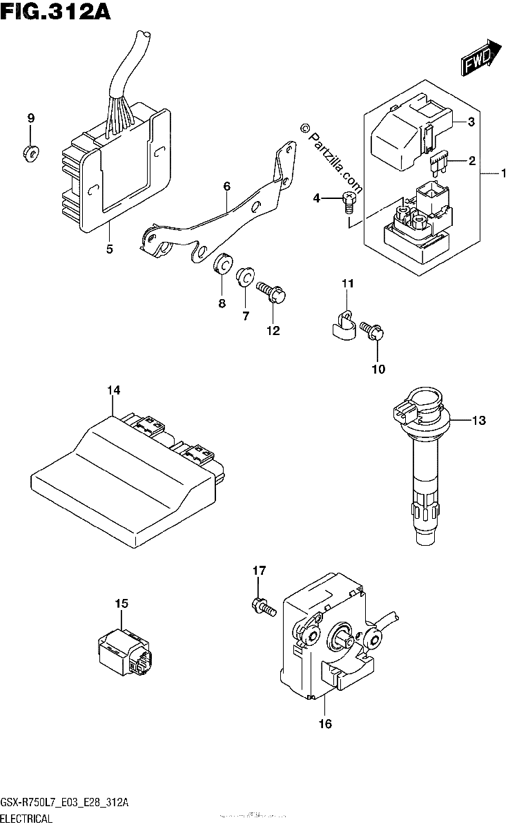 Diagrama de ELECTRICAL GSX R750L7 E03