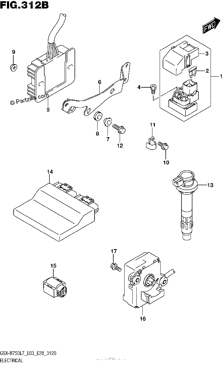 Diagrama de ELECTRICAL GSX R750L7 E28