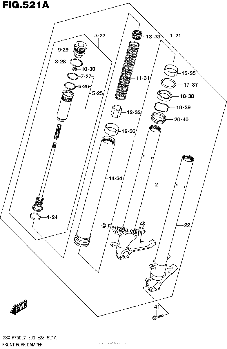 Diagrama de FRONT FORK DAMPER