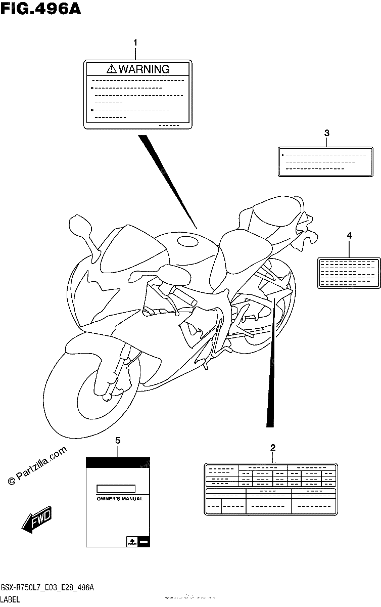 Diagrama de LABEL GSX R750L7 E03