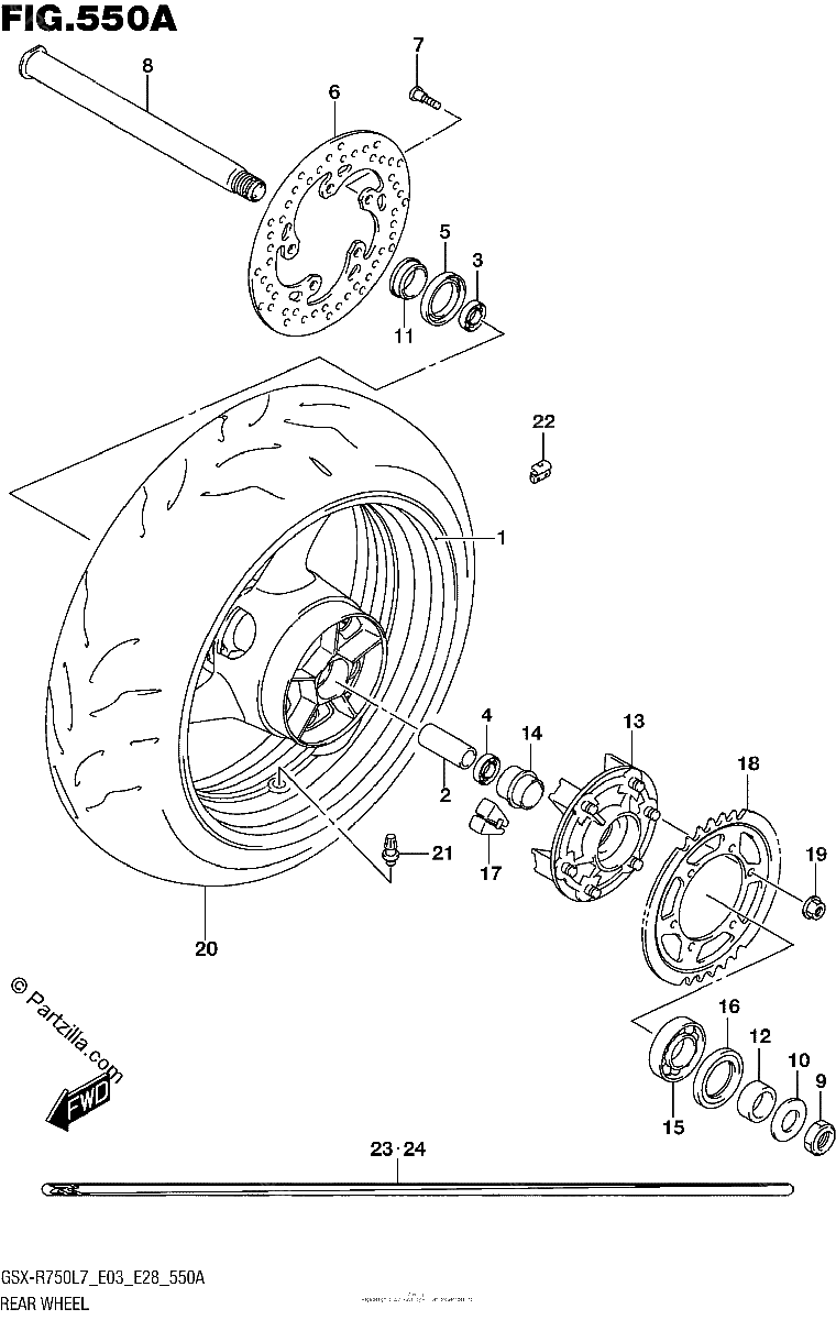 Diagrama de REAR WHEEL