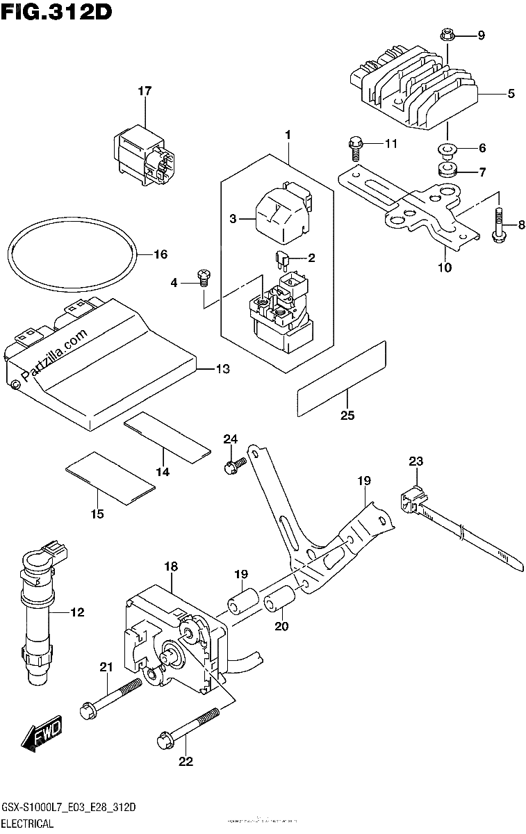 Diagrama de ELECTRICAL GSX S1000AL7 E33