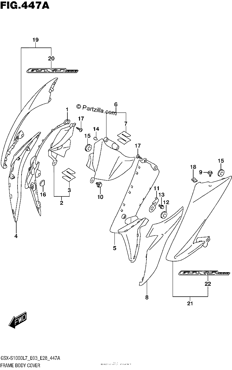 Diagrama de FRAME BODY COVER PGZ AV4