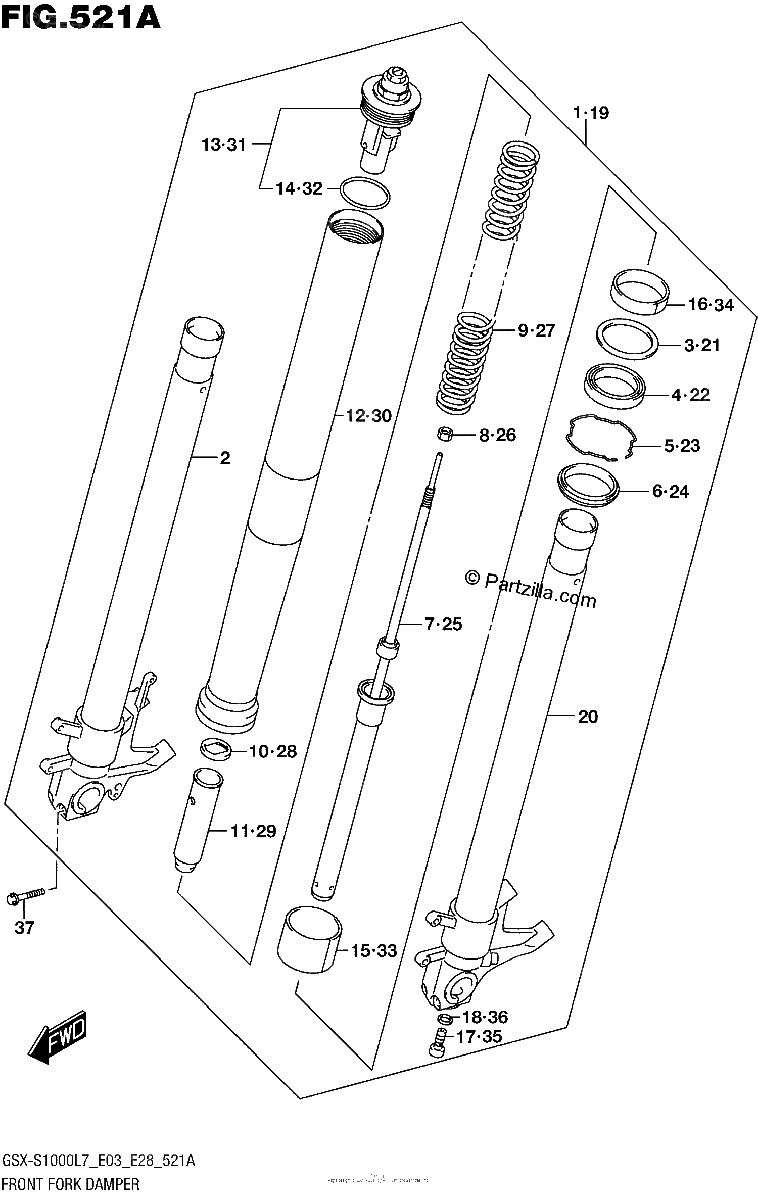 Diagrama de FRONT FORK DAMPER