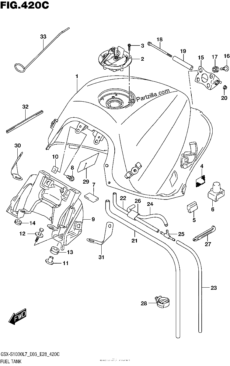 Diagrama de FUEL TANK GSX S1000AL7 E28