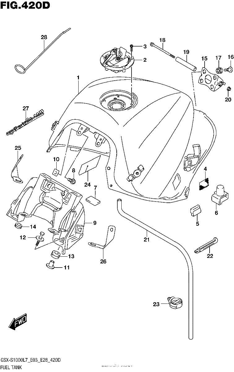 Diagrama de FUEL TANK GSX S1000AL7 E33