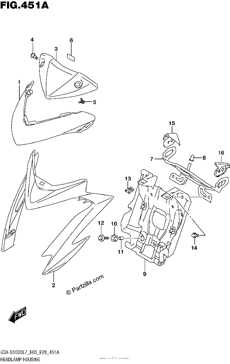 Diagrama de HEADLAMP HOUSING
