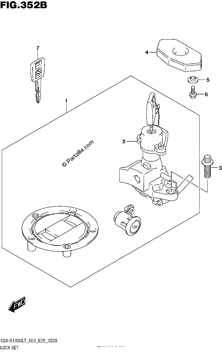 Diagrama de LOCK SET GSX S1000AL7 E03