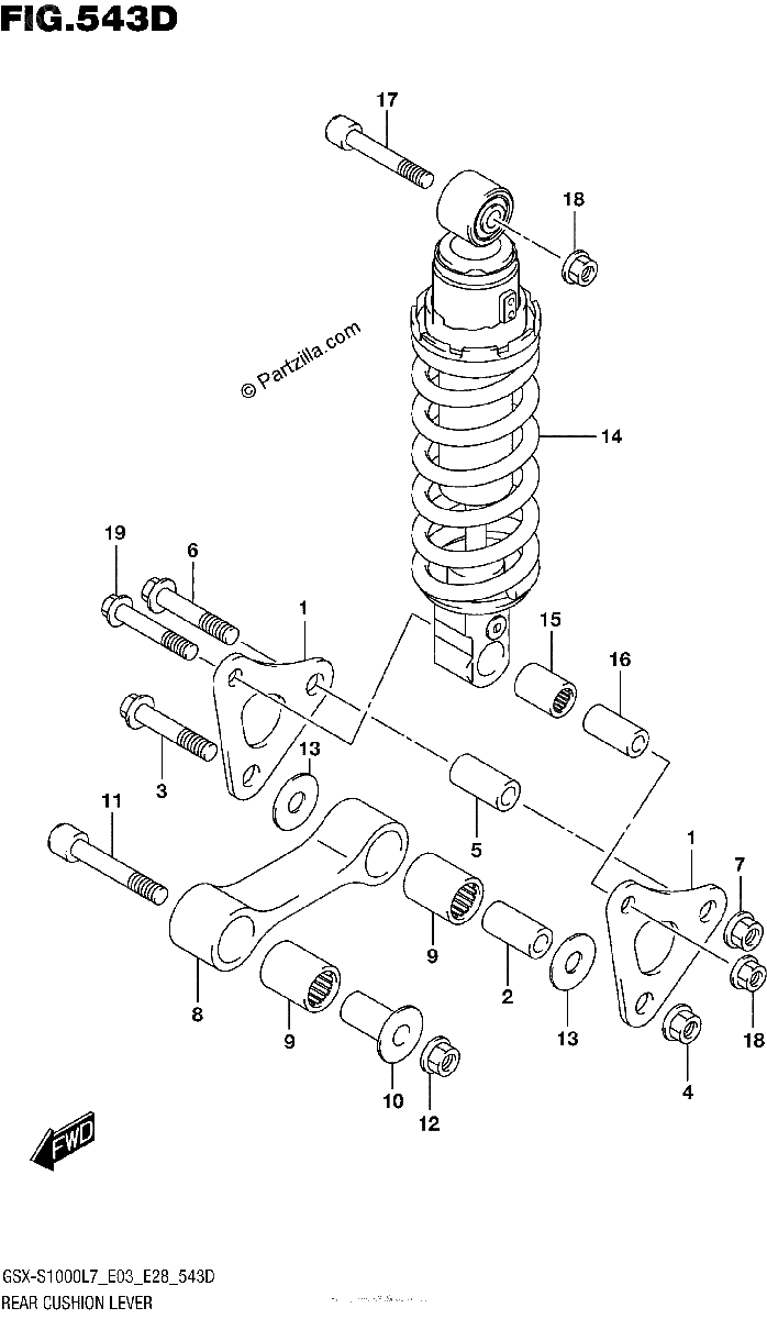 Diagrama de REAR CUSHION LEVER GSX S1000AL7 E33