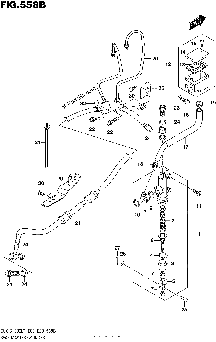 Diagrama de REAR MASTER CYLINDER GSX S1000AL7 E03