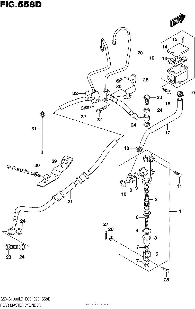 Diagrama de REAR MASTER CYLINDER GSX S1000AL7 E33