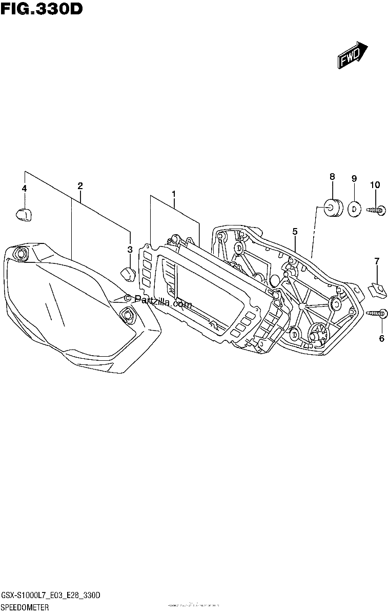 Diagrama de SPEEDOMETER GSX S1000AL7 E33