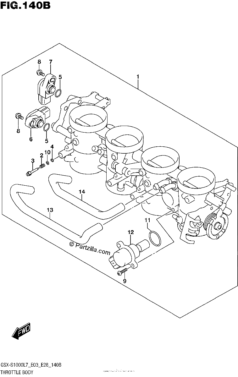 Diagrama de THROTTLE BODY GSX S1000AL7 E03