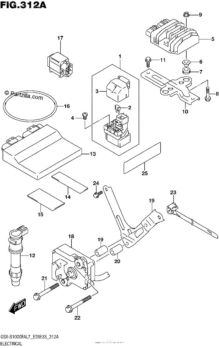 Diagrama de ELECTRICAL GSX S1000FAL7 E28
