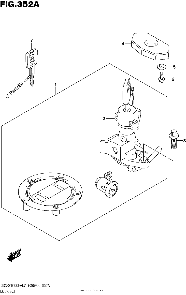 Diagrama de LOCK SET GSX S1000FAL7 E28