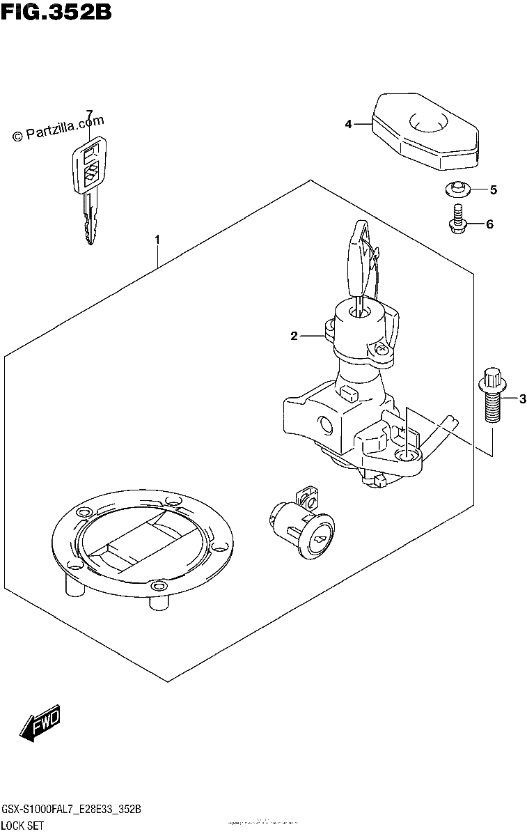 Diagrama de LOCK SET GSX S1000FAL7 E33
