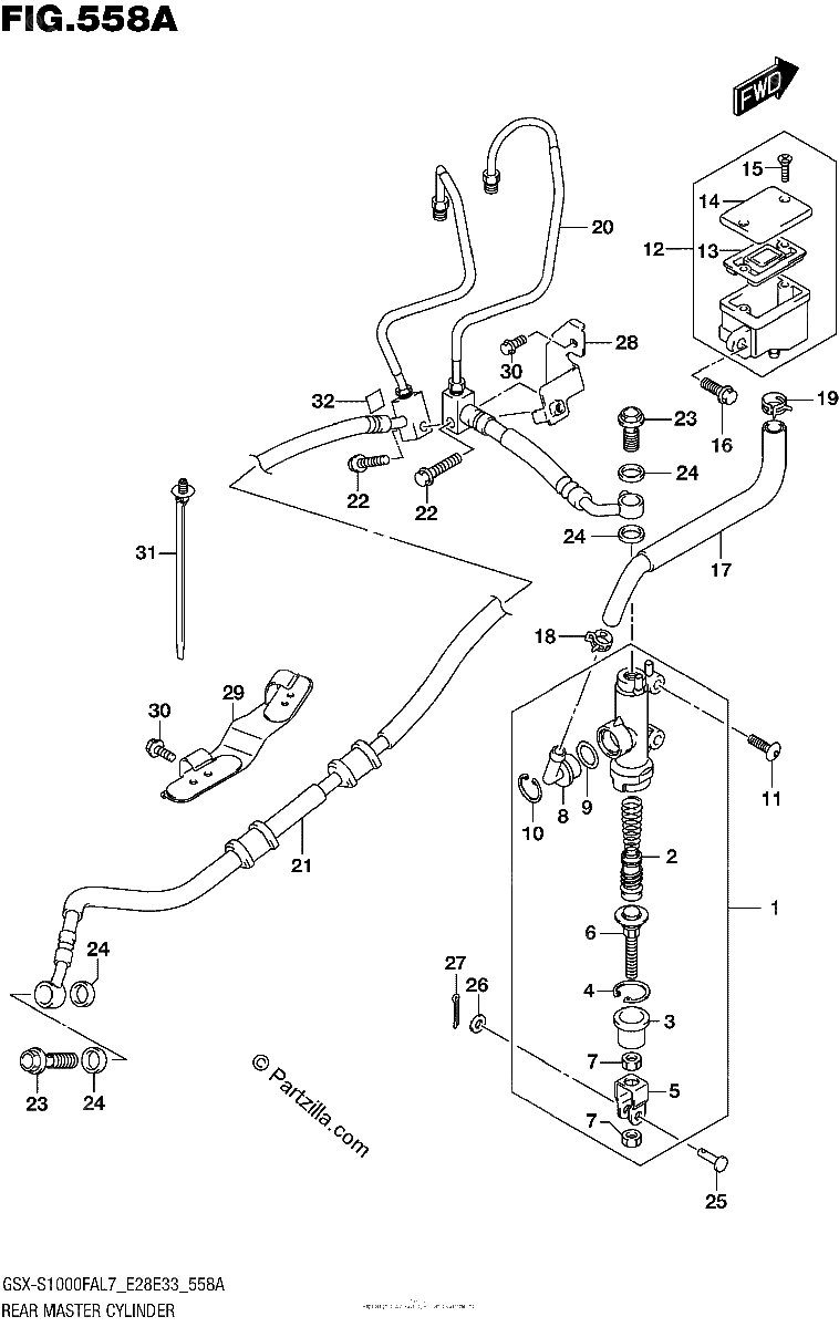 Diagrama de REAR MASTER CYLINDER