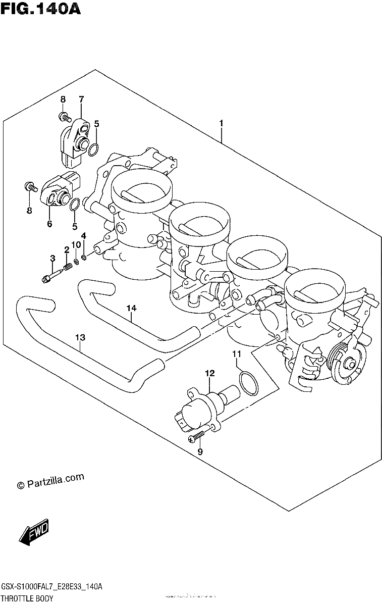 Diagrama de THROTTLE BODY GSX S1000FAL7 E28