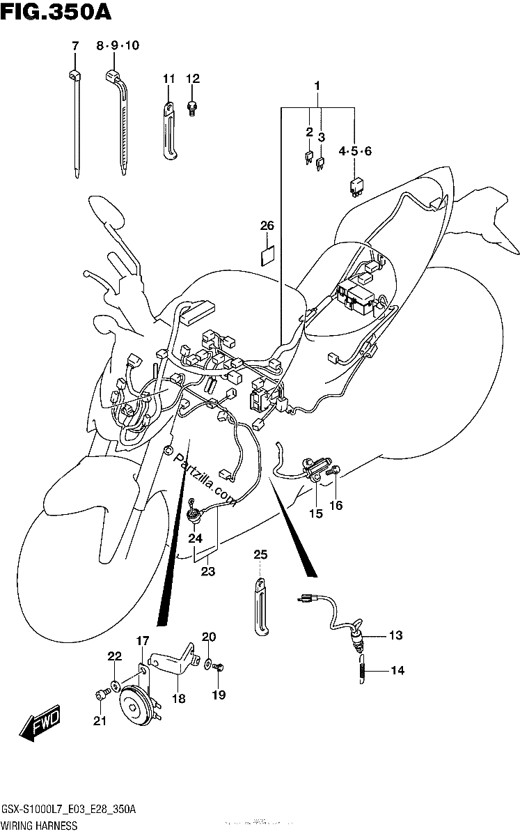 Diagrama de WIRING HARNESS GSX S1000L7 E33