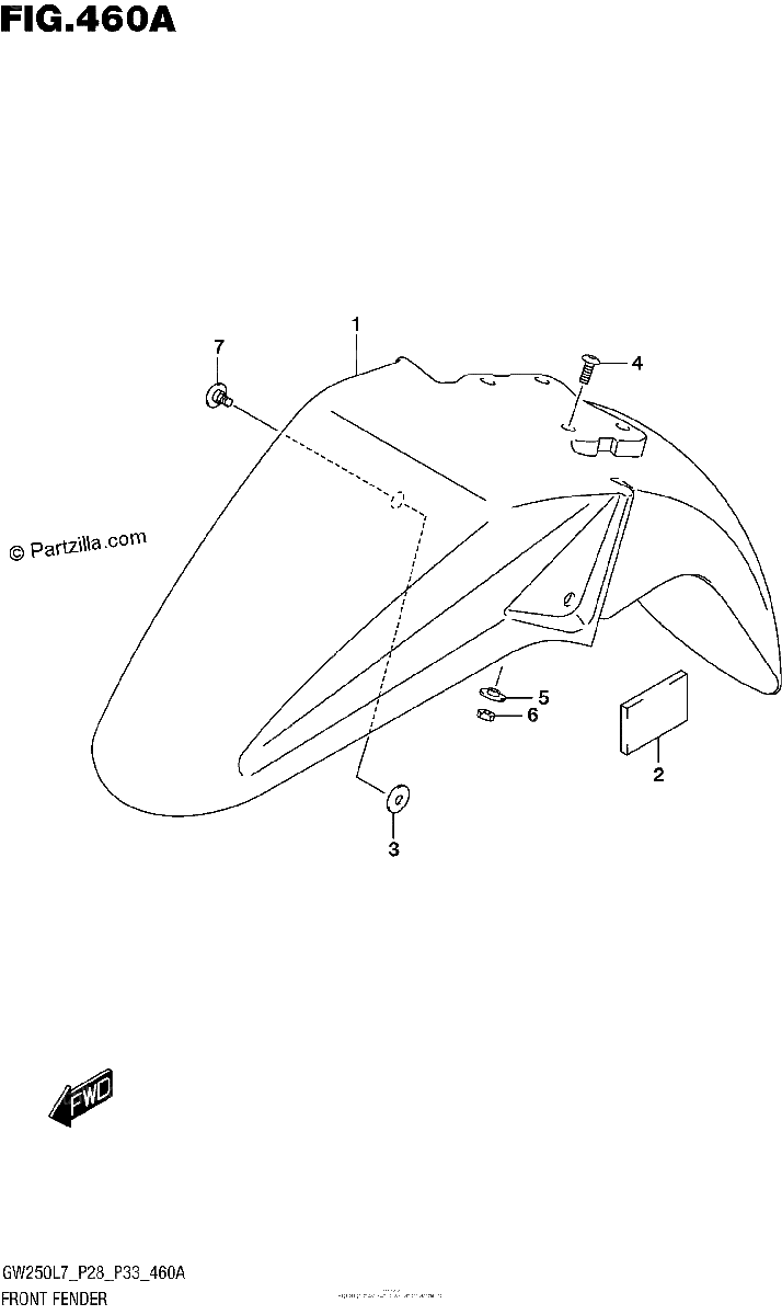 Diagrama de FRONT FENDER GW250L7 P28